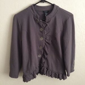 Pssst Gray Button Down Lightweight Jacket With Lace Women’s Size L